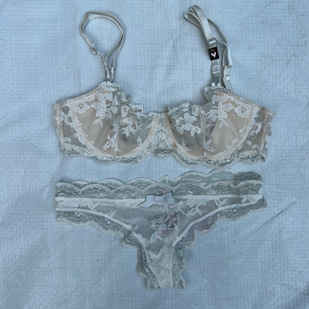 Victoria's Secret Wicked Balconette Floral Lace Bra and Panty Set